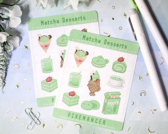 Matcha Desserts Sticker Sheet | Green Tea