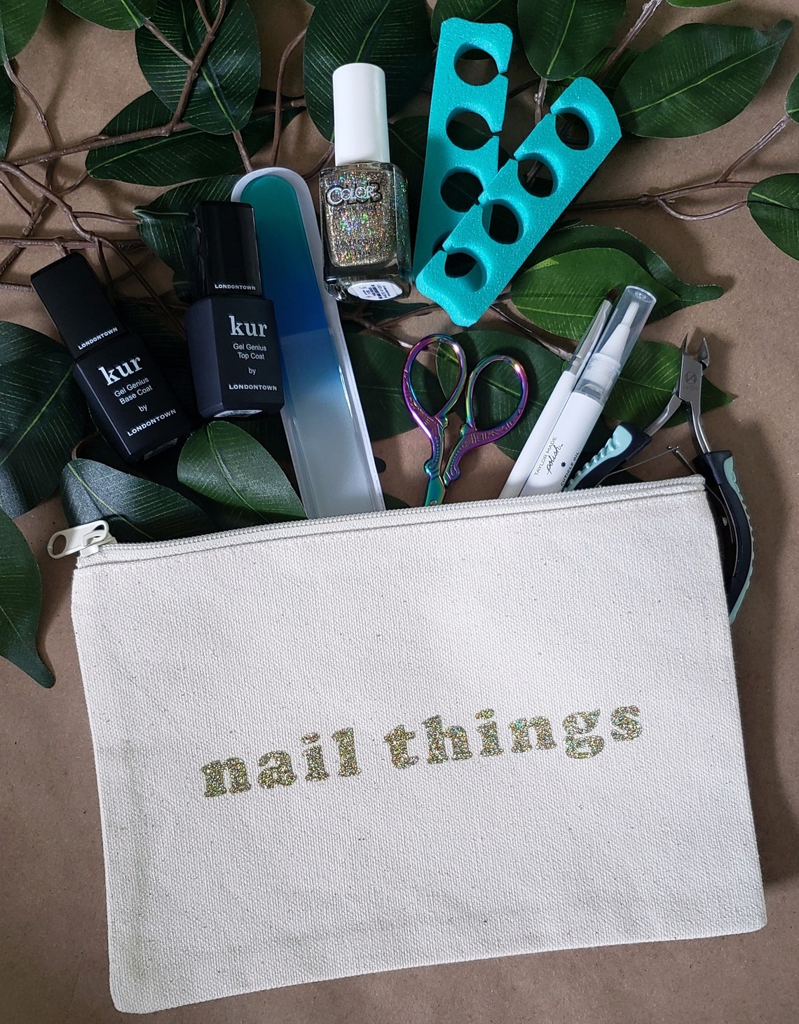 Nail polish zipper pouch Glitter Nail things Nail pouch Etsy