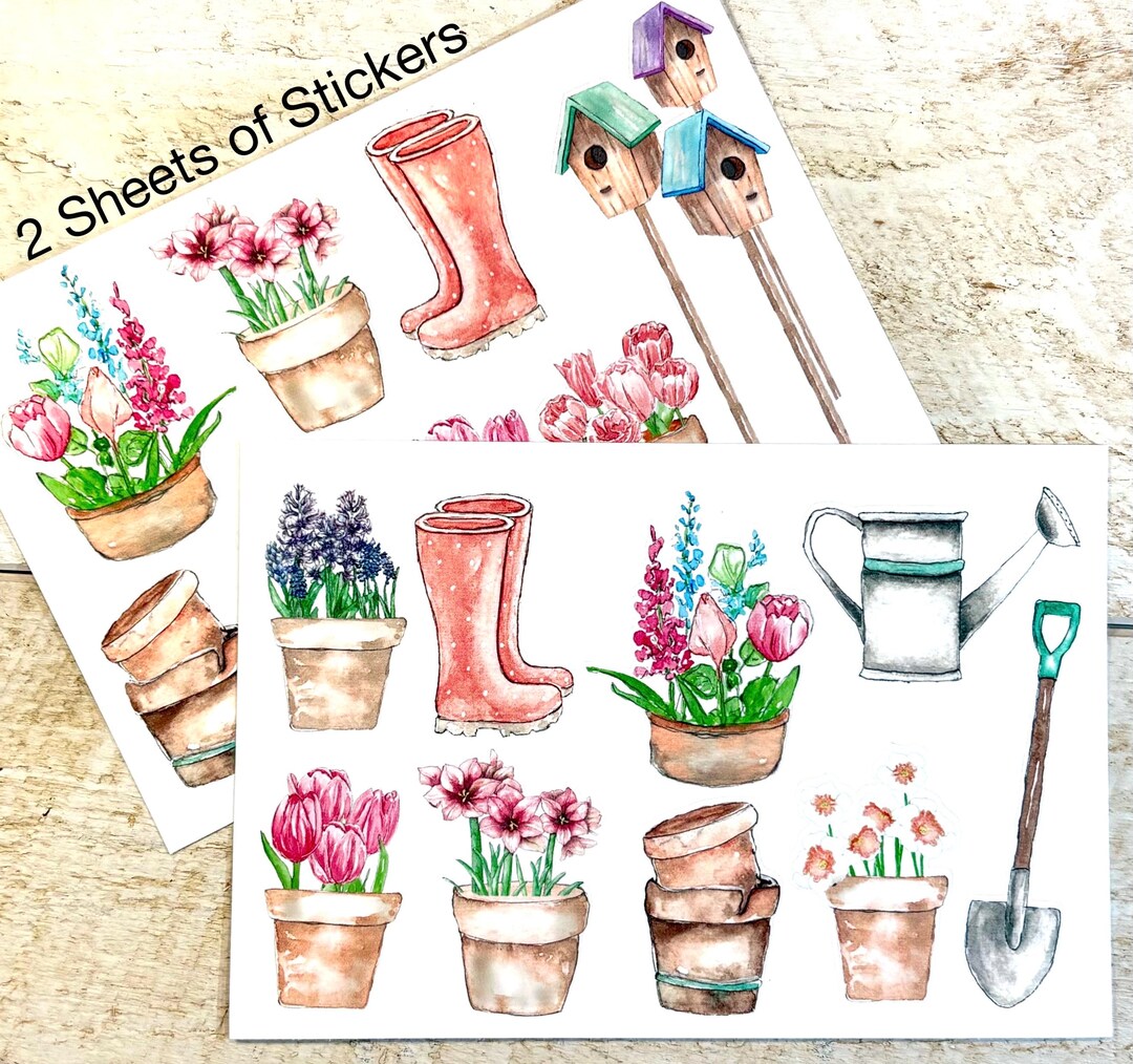 Spring Floral Sticker Set | Garden Flowers Watercolor Stickers ...
