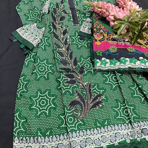 Pakistani printed embroidered ready to wear 3pc  lawn suit, ethic. Eid festive season, Pakistani brand,  stitched ,cutwork dupatta