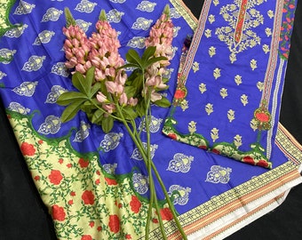 Pakistani brand bin saeed embrodred three piece suit, ready to wear, stitched , semi formal , Pakistani cotton suit , kameez shalwar suit