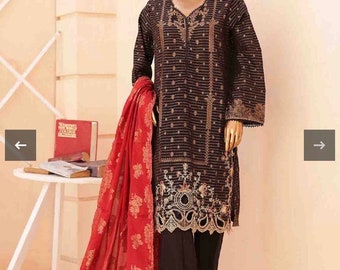 Pakistani brand  3pc  suit  ready to wear formal    Jacquard lawn  suit festive luxury collection 2024 kameez shalwar dupatta Eid