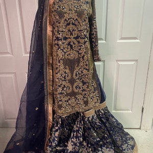 Pakistani wedding wear dress, ready to wear  heavy embroidered outfit  size large