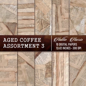 Aged Coffee Assortment (03) - 10 Pages 12x12 Decorative Paper Digital Download