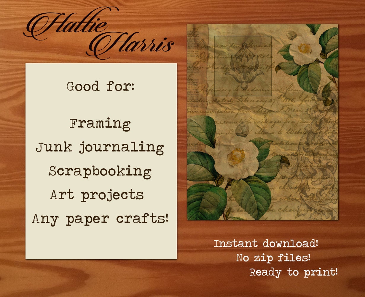 Collage 2 Junk Journal Pages Antique Vintage Catalog Paper Highres