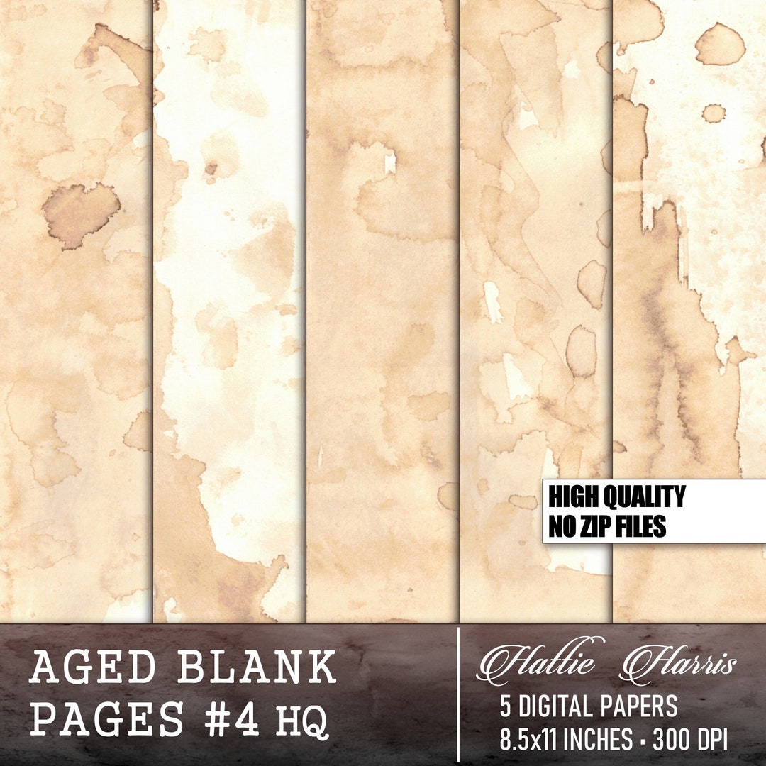 Aged Blank Pages #4 Junk Journal Pages - Antique Vintage Dyed Paper ...