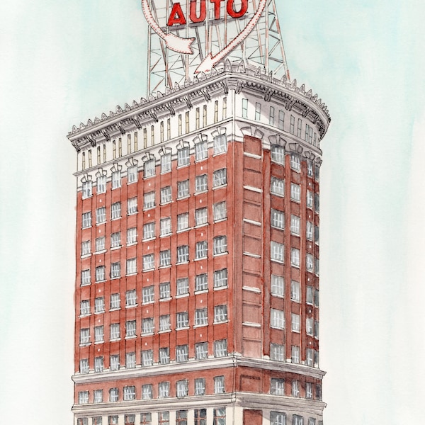 Kansas City Western Auto Building - Giclee Print - FREE SHIPPING