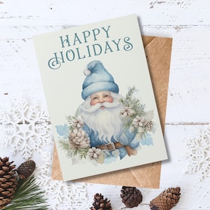 Cartão de Natal azul para impressão, Cartão de felicitações de feriado, Cartão de Natal, Cartão digital para impressão, Cartões de feriado em branco, Cartões de Natal 5x7