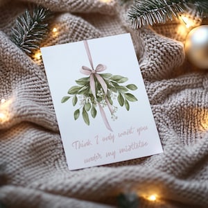Só quero você sob meu visco cartão de Natal, cartão de felicitações de feriado, cartão de download digital para impressão, cartões de feriado em branco 5x7