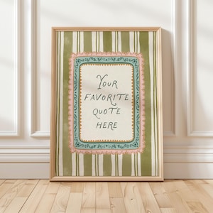 Arte de pared personalizado con cita imprimible y estilo cottagecore con marco vintage (descarga digital)