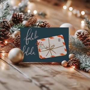 Falalalala fofo DIY para impressão de Natal, 5x7 Cartão de felicitações de Natal em branco para download digital, Cartões para família e amigos, design minimalista