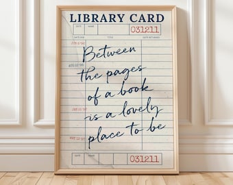 Between the Pages of a Book Print, Vintage Library Card Wall Art (Digital Download)