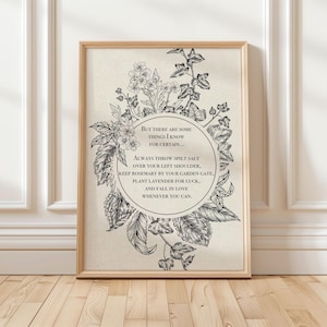 Praktische magische quote print, vintage botanische hekserij muurkunst Cottagecore afdrukbaar decor (digitale download)