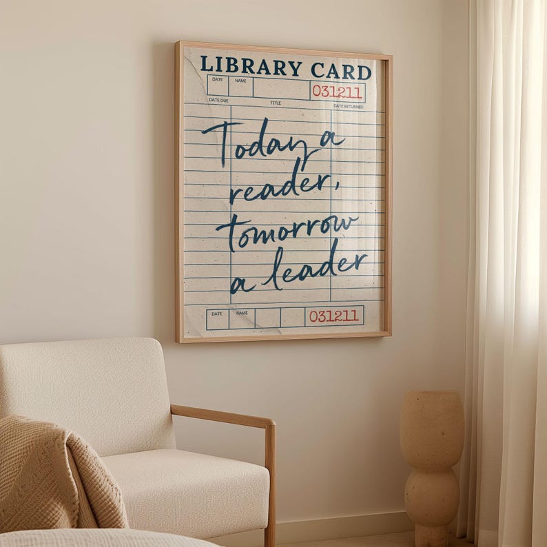 Vintage Library Card Reader Quote Print, Today a Reader Tomorrow a ...