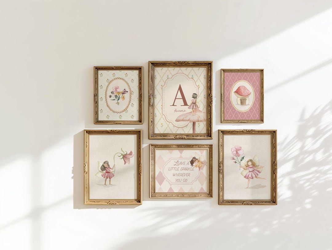 Personalized Fairy Nursery Wall Art Set, Custom Name Initial, Baby Girl ...