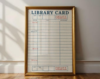 Vintage Library Card Printable: Creative Guestbook, Book Lover Gift, Classroom Decor, Retro Ephemera