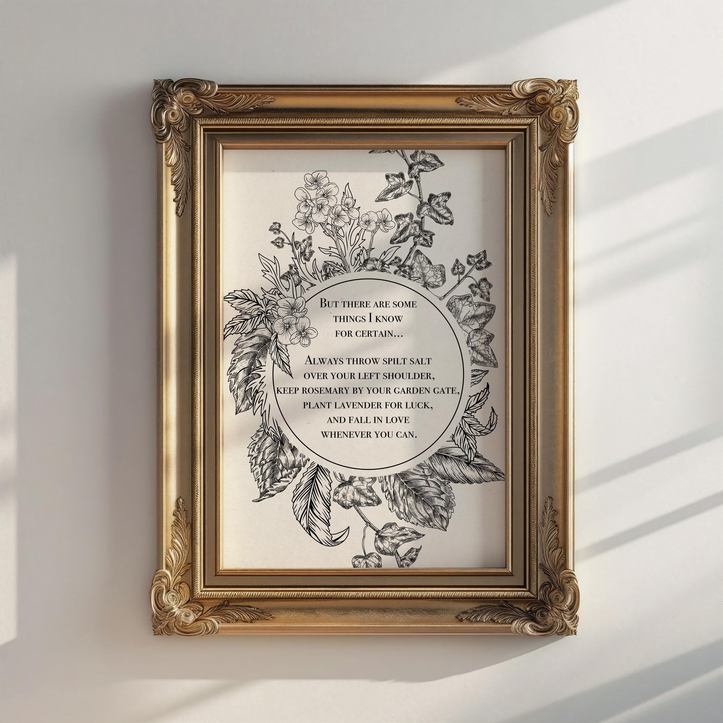 Practical Magic Inspired Floral Witch Poster - Owens Sisters Quote Print - Witchy Wall Art Decor