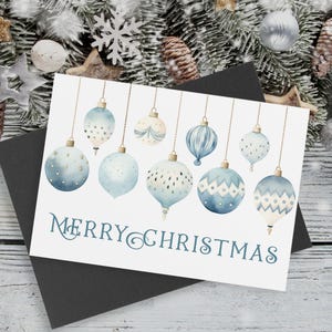 Cartão de Natal azul para impressão, Cartão de felicitações de feriado, Cartão de Natal, Cartão digital para impressão, Cartões de feriado em branco, Cartões de Natal 5x7