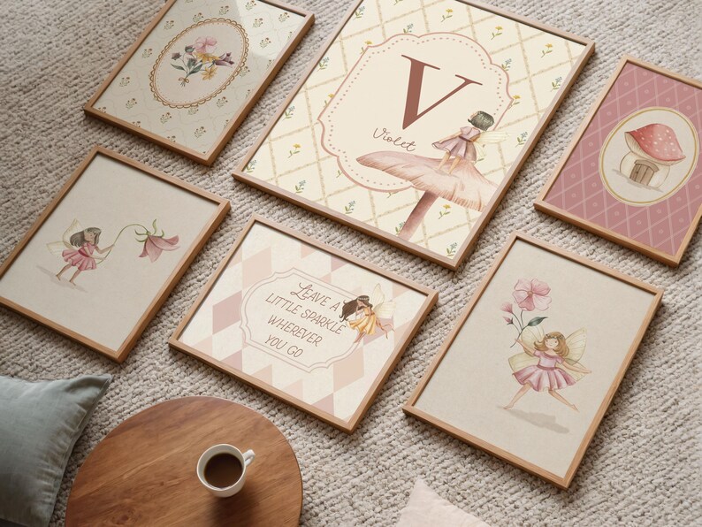 Personalized Fairy Nursery Wall Art Set, Custom Name Initial, Baby Girl ...