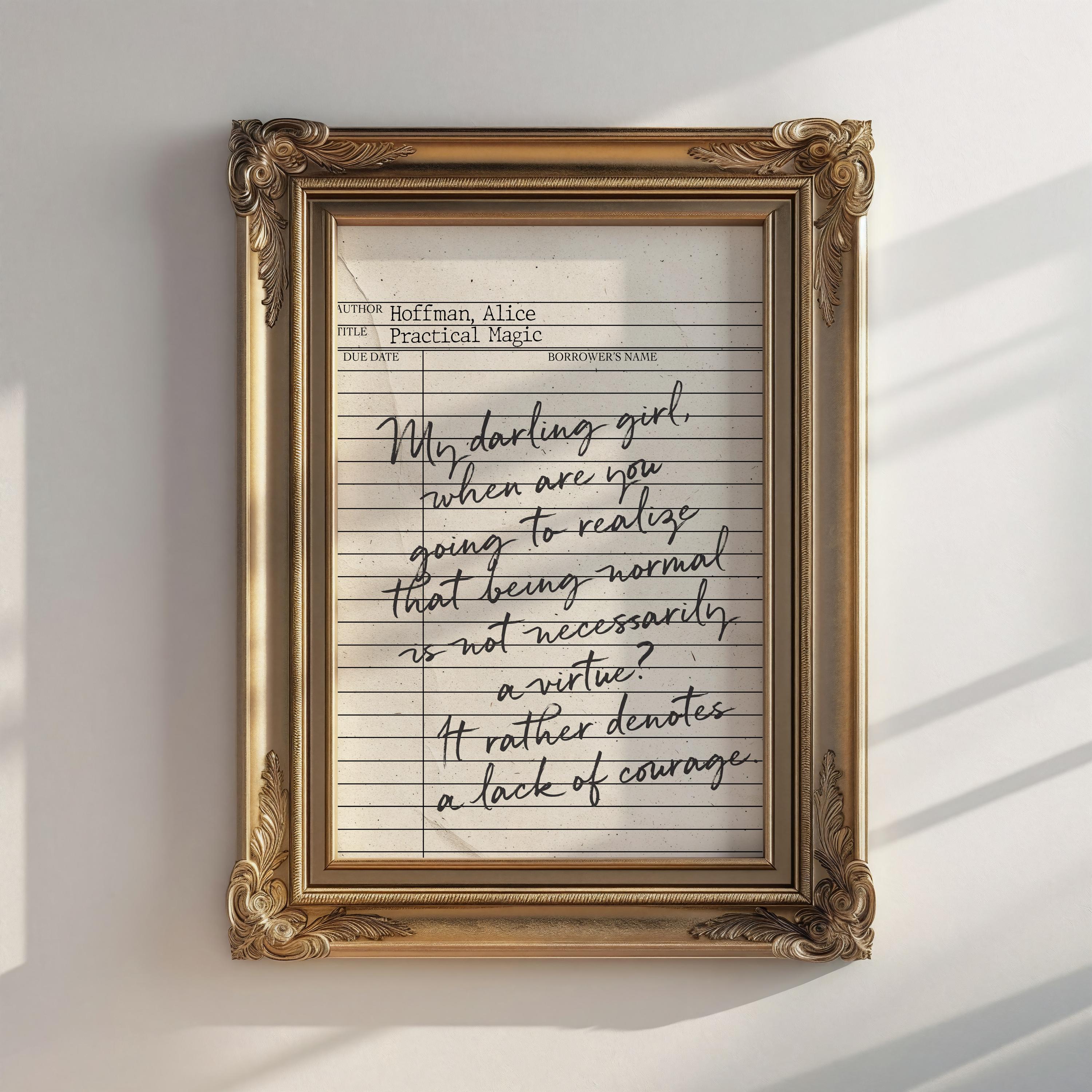 プラクティカル・マジック ライブラリーカードプリント：オーエンズ姉妹の名言（デジタルダウンロード） - Etsy 日本, image size:3000x3000