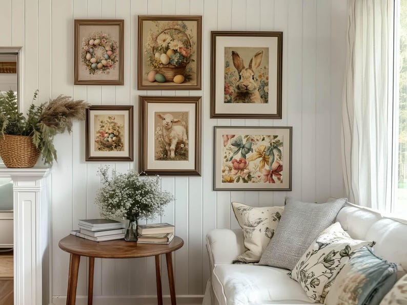 Easter Gallery Wall Set, Vintage Cottagecore Bunny Spring Prints ...