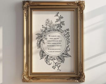 Practical Magic Inspired Floral Quote Print - Owens Sisters Witch Aesthetic Wall Decor, My Darling girl