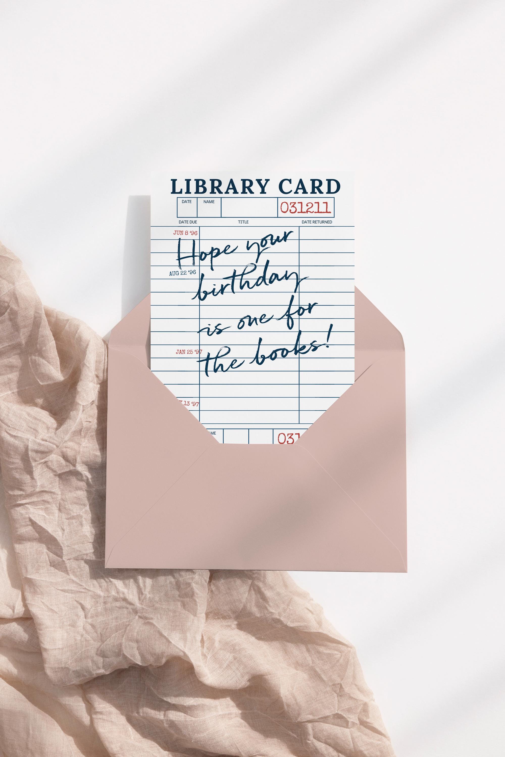 Vintage Library-themed Printable Birthday Card for Book Lovers - 5x7 ...