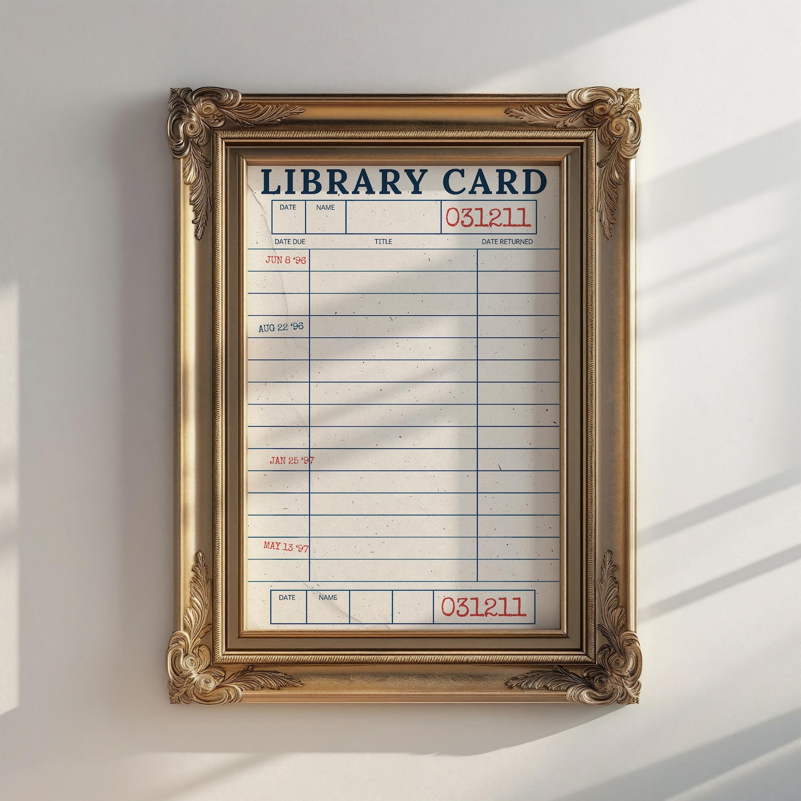 Vintage Library Card Printable: Creative Guestbook, Book Lover Gift ...