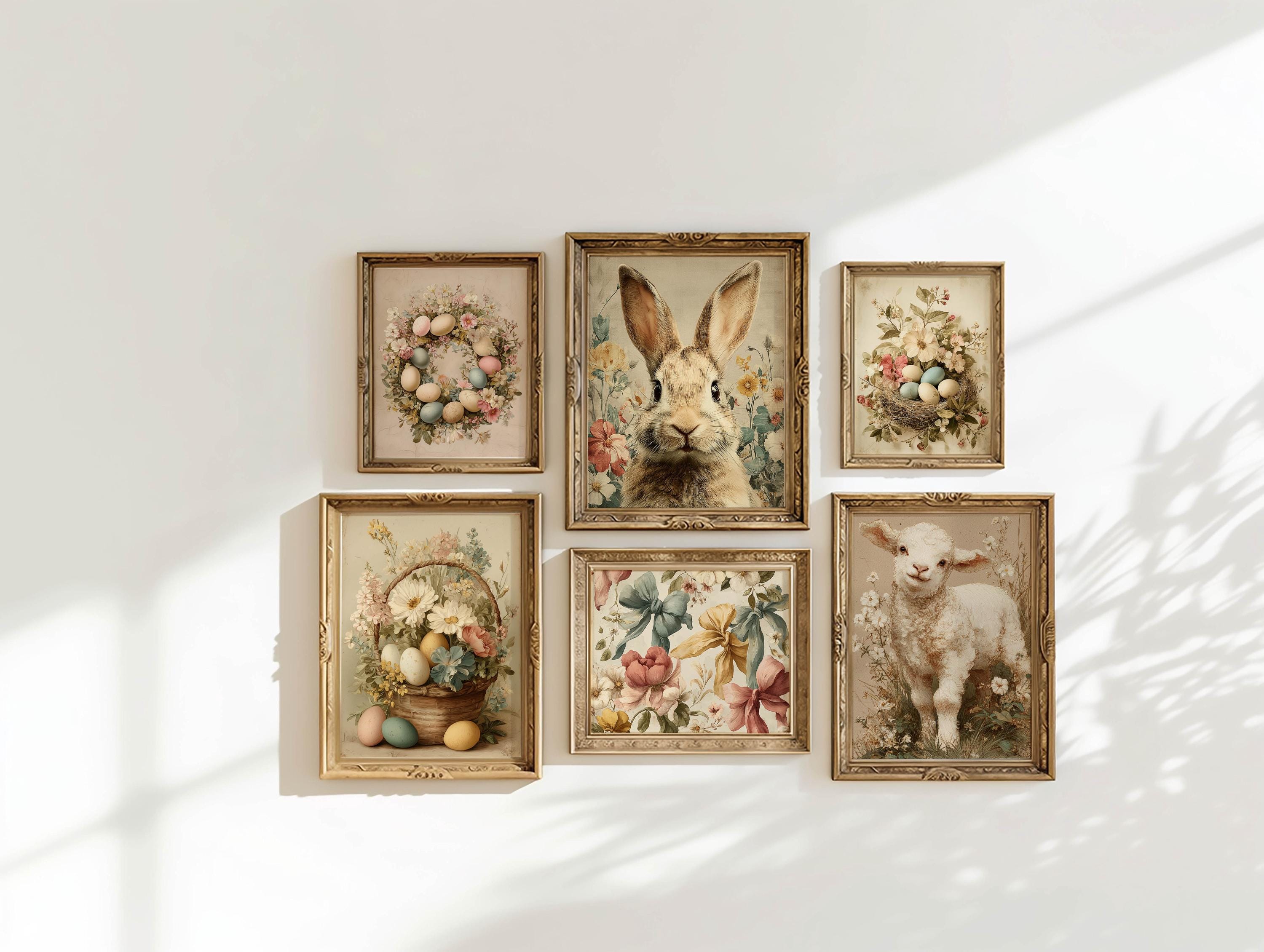 Easter Gallery Wall Set, Vintage Cottagecore Bunny Spring Prints ...