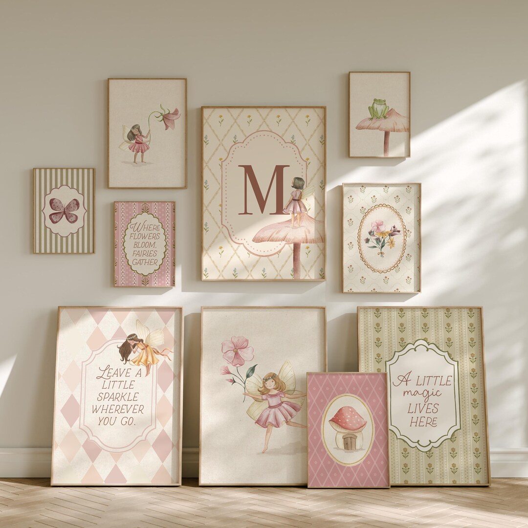 Fairy Nursery Wall Art Set, Vintage Cottagecore Girl Gallery Prints ...
