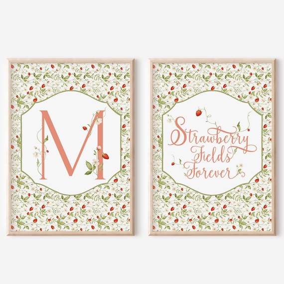 Beatles Nursery Art Print Set: Strawberry Fields, Personalized