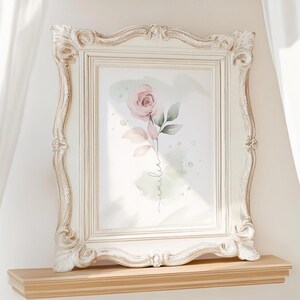 Personalized Floral Name Print: Monogram Rose Wall Art for Nursery, Kids Room Digital Download