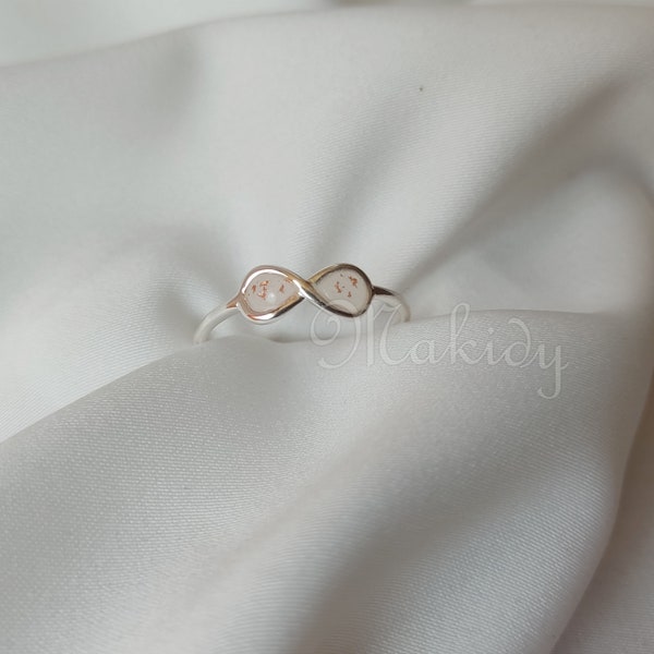 Muttermilch-ring "Unendlichkeit". Sterling Silber 925, Muttermilchschmuck, DNA-Schmuck,Epoxidharz, Erinnerungschmuck. Geschenk Geburt, Baby,