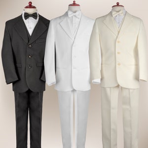 Teen Boy&#39;s 5-Piece Notch Suit Set| Ring Bearer Outfit | First Communion Suit | Confirmation Suit Outfit. Small Skinny Style!