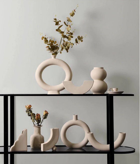 Ceramic Donut Vase Clay Doughnut Vase Offwhite Modern Half Etsy