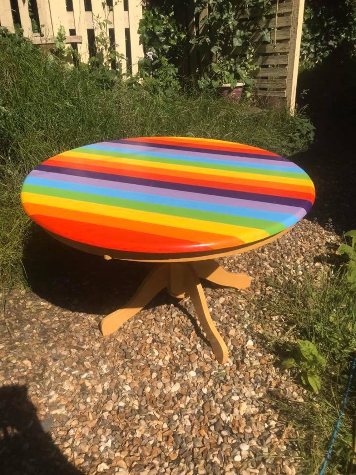 Rainbow Round Dining Table Colourful Upcycled Treasure Etsy UK