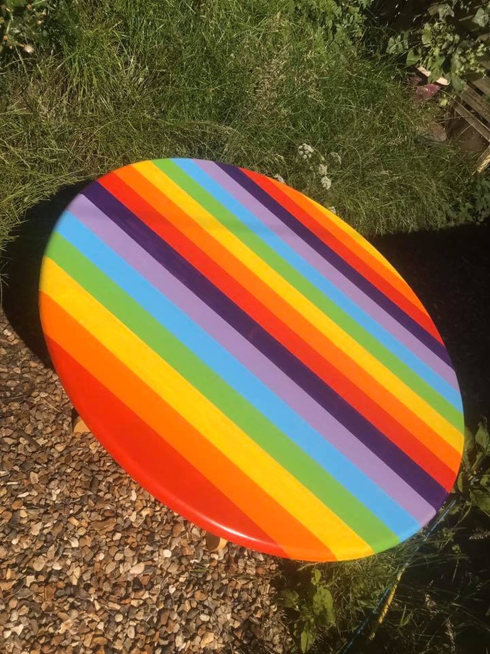 Rainbow Round Dining Table Colourful Upcycled Treasure Etsy UK
