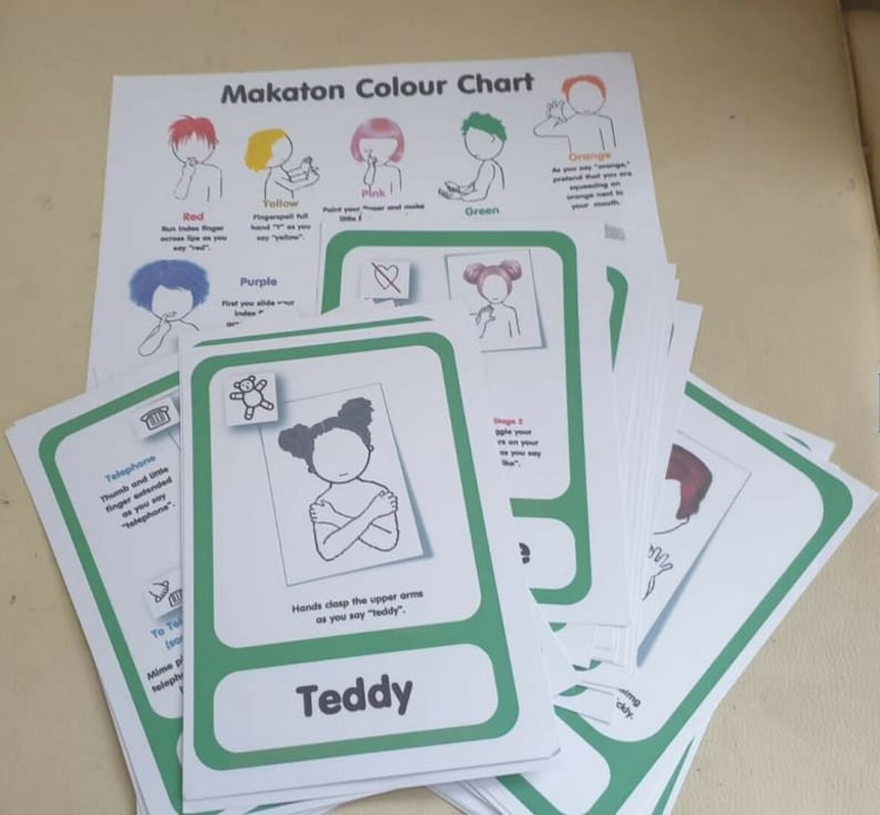 58 A5 Sized XL Makaton Flashcards, Stage 2 Signs & Symbols and A4