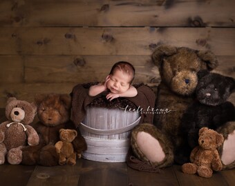 Fondo digital para recién nacidos, fondo digital para recién nacidos, fondo rústico de osito de peluche, fondo digital para fotografía de recién nacidos, ositos de peluche para recién nacidos