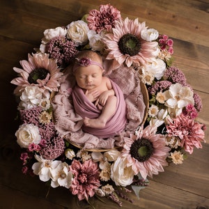 Newborn Digital Backdrop, Newborn Digital Background, Rustic Floral Backdrop, Newborn Photography Backdrop Digital, Baby Girl Floral Wreath
