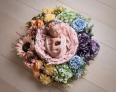 Newborn Digital Backdrop, Newborn Digital Background, Rainbow Baby Backdrop, Newborn Photography Backdrop Digital, Rainbow Floral Wreath