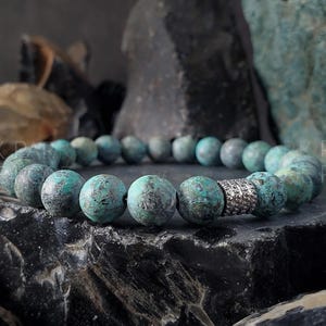 Natural Matte African Turquoise Bracelet (6mm, 8mm or 10mm) | Turquoise Bracelets, Turquoise Jewelry, African Turquoise