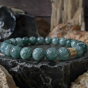 AAA Naturligt Obehandlat Guatamalansk Blågrön Jade Stretcharmband (8 mm) Feng Shui Smycken