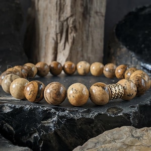 Picture Jasper Stretch Bracelet: Handmade Gemstone Jewelry