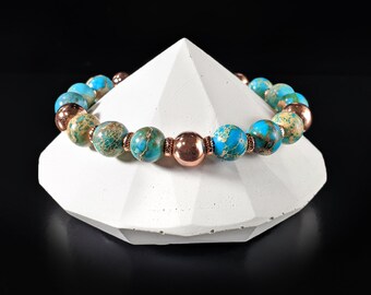 Lake Blue Imperial Sea Sediment Jasper Bracelet - Anxiety Relief, Meditation Bracelet (8mm)