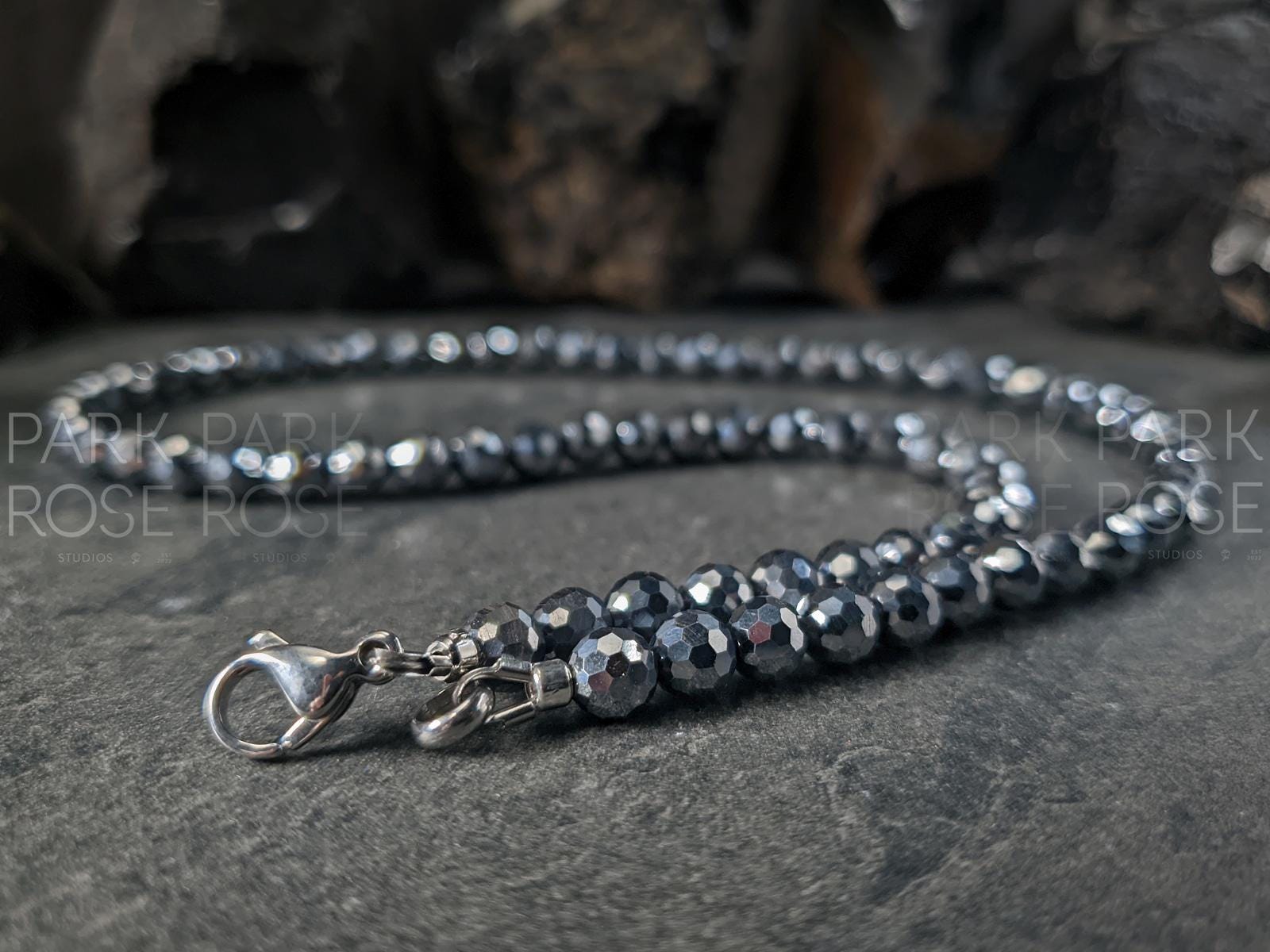 Faceted Terahertz Necklace: Hypoallergenic Stainless Steel Clasp