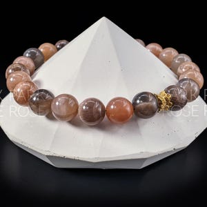 AAA Black Moonstone Bracelet (8mm): Handmade Gemstone Jewelry