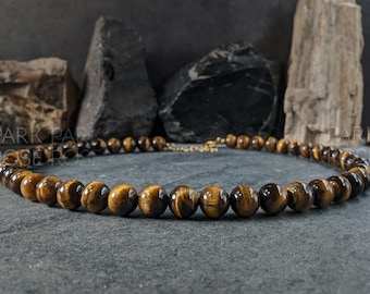 Natural Undyed South Africa Tiger's Eye Gemstone Necklace (6/8/10/12mm)