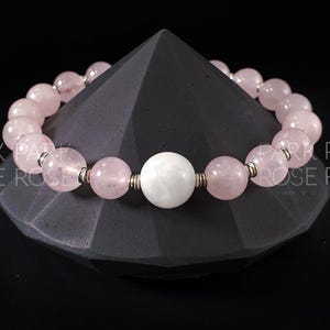 Rose Quartz & Moonstone Bracelet: Handmade Gemstone Stacking Bracelet