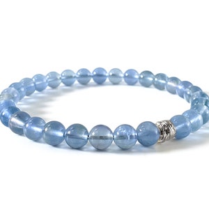 AAA+ Blue Fluorite Bracelet & 18K Gold Coated or Silver Weave Spacer (6mm) - High Quality Gemstones / Meditation, Spirituality, Yoga